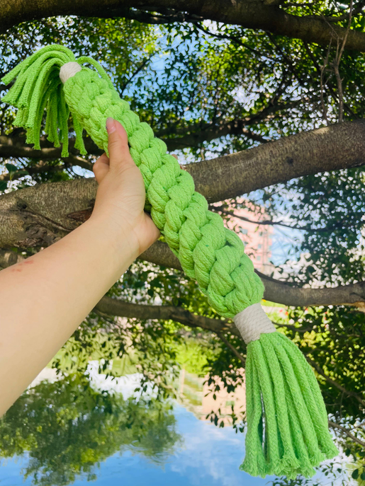 Large Apple Green Handmade Macrame Candy Rope for Big Dogs